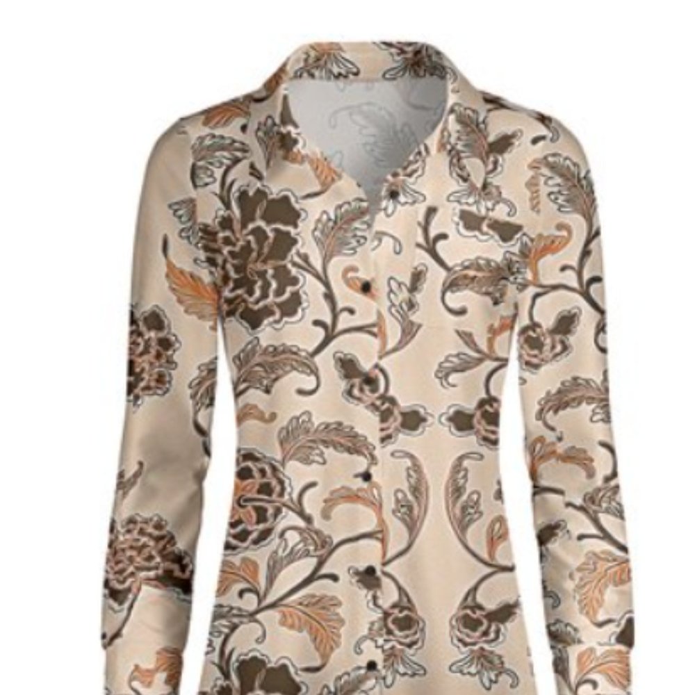 Lily Brown & Cream Floral Button-Up Tunic